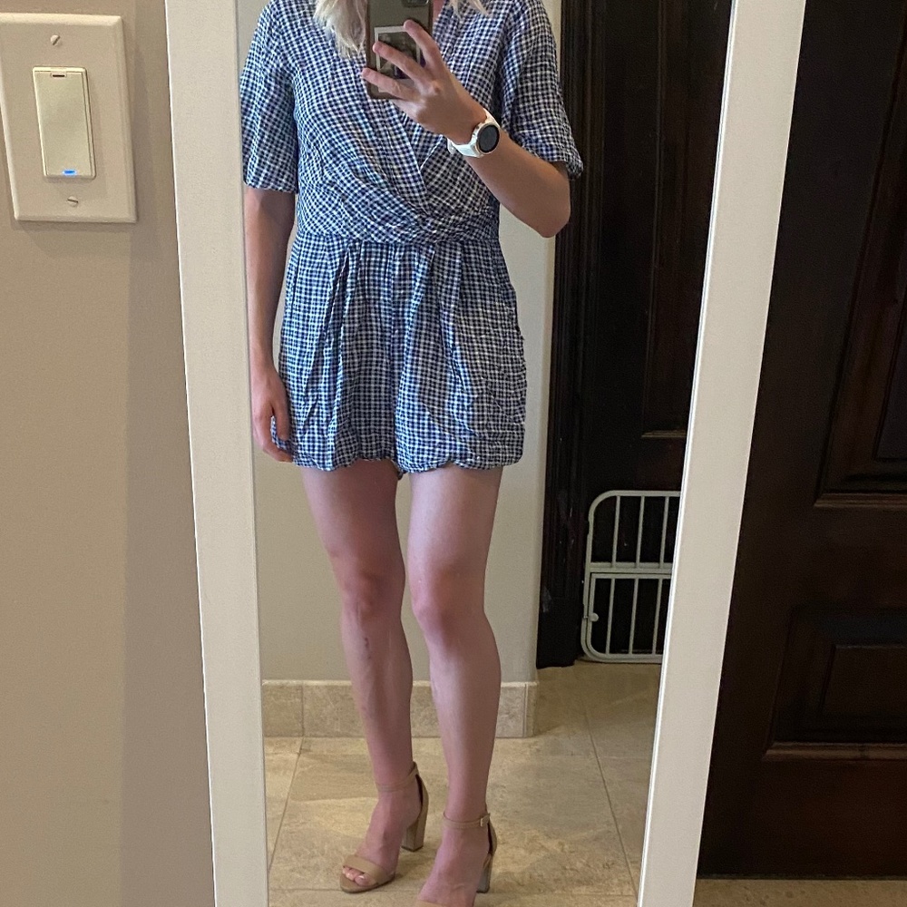 The Room, Size Large, blue and white romper